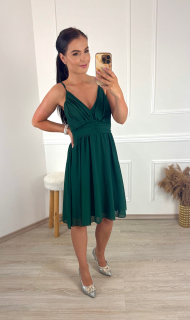 Krátké šifonové šaty Tiffany/ smaragdové
